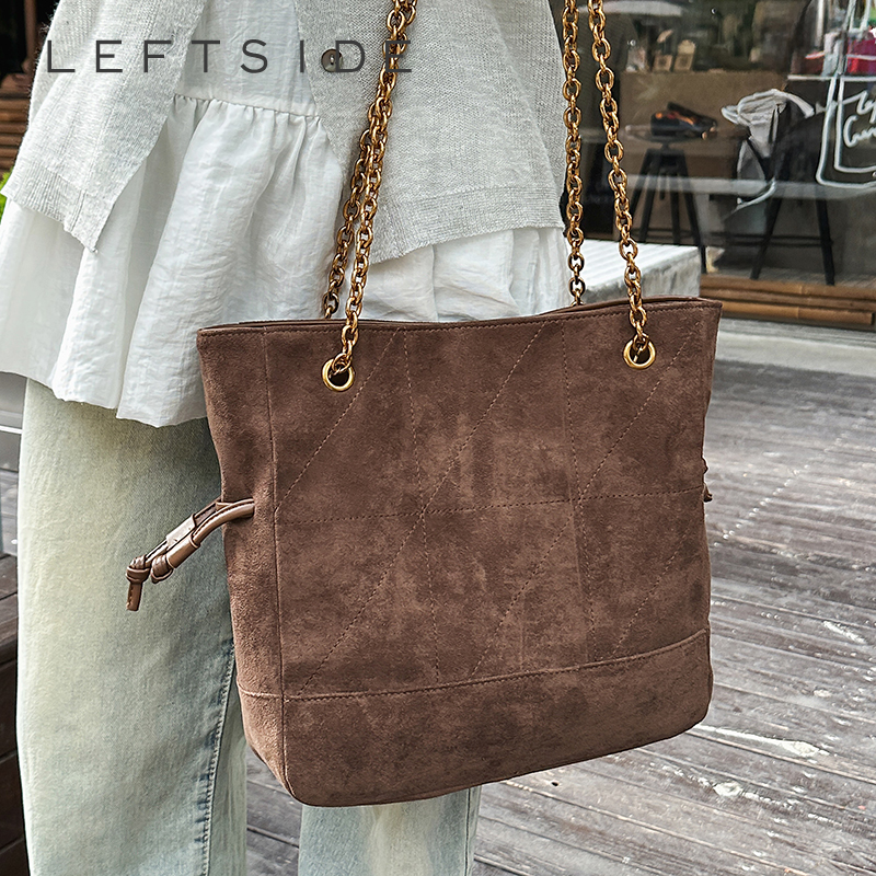Luxury Bags For Young Women - LEFTSIDE Luxury Small Faux Suede Tote