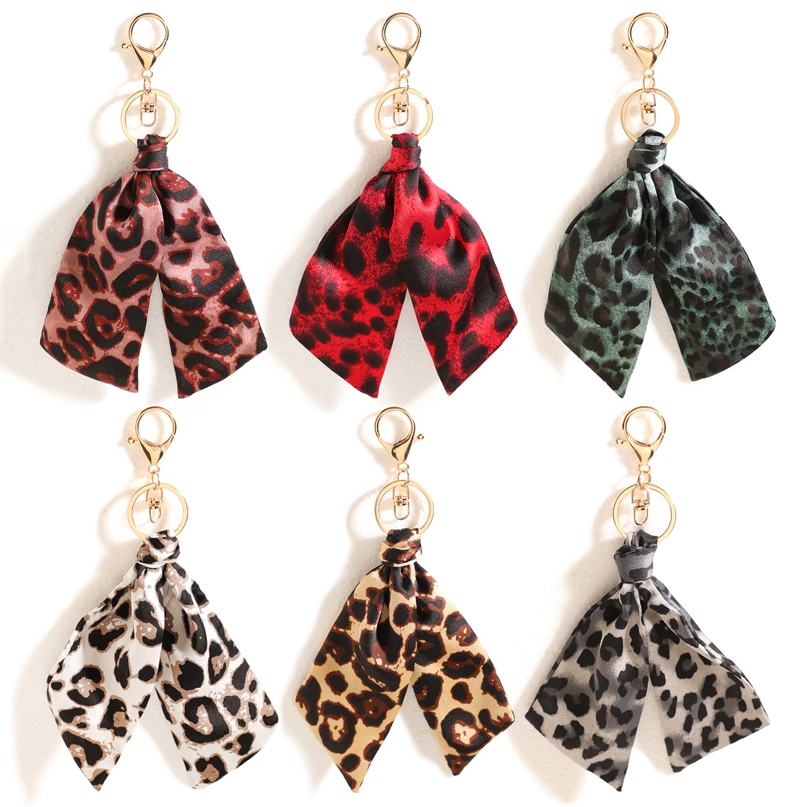 Luxury Bags White - Cute Leopard print fabric pendant Keychain