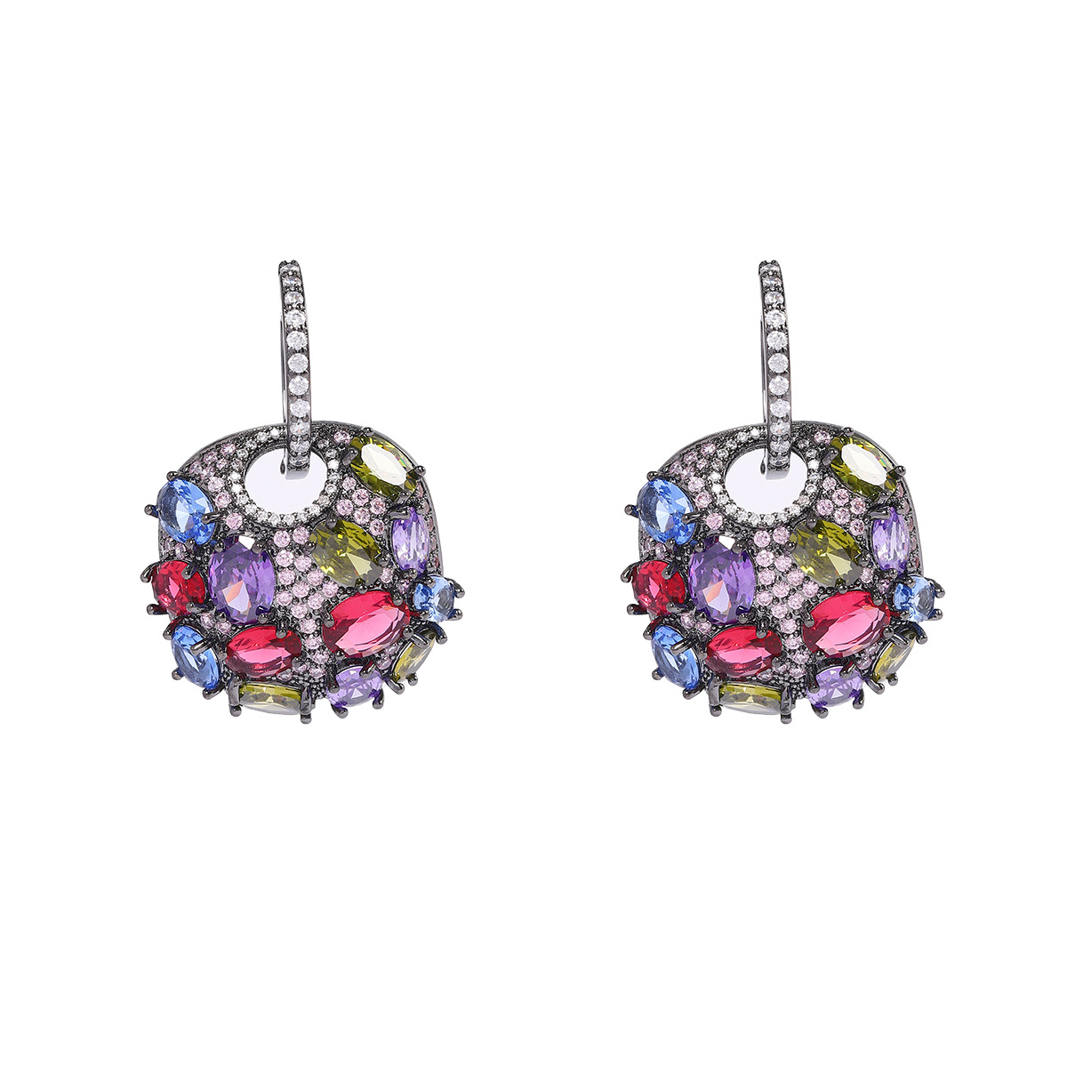 Luxury Bags Cz - 925 Silver Needle Multicolor Gemstone CZ