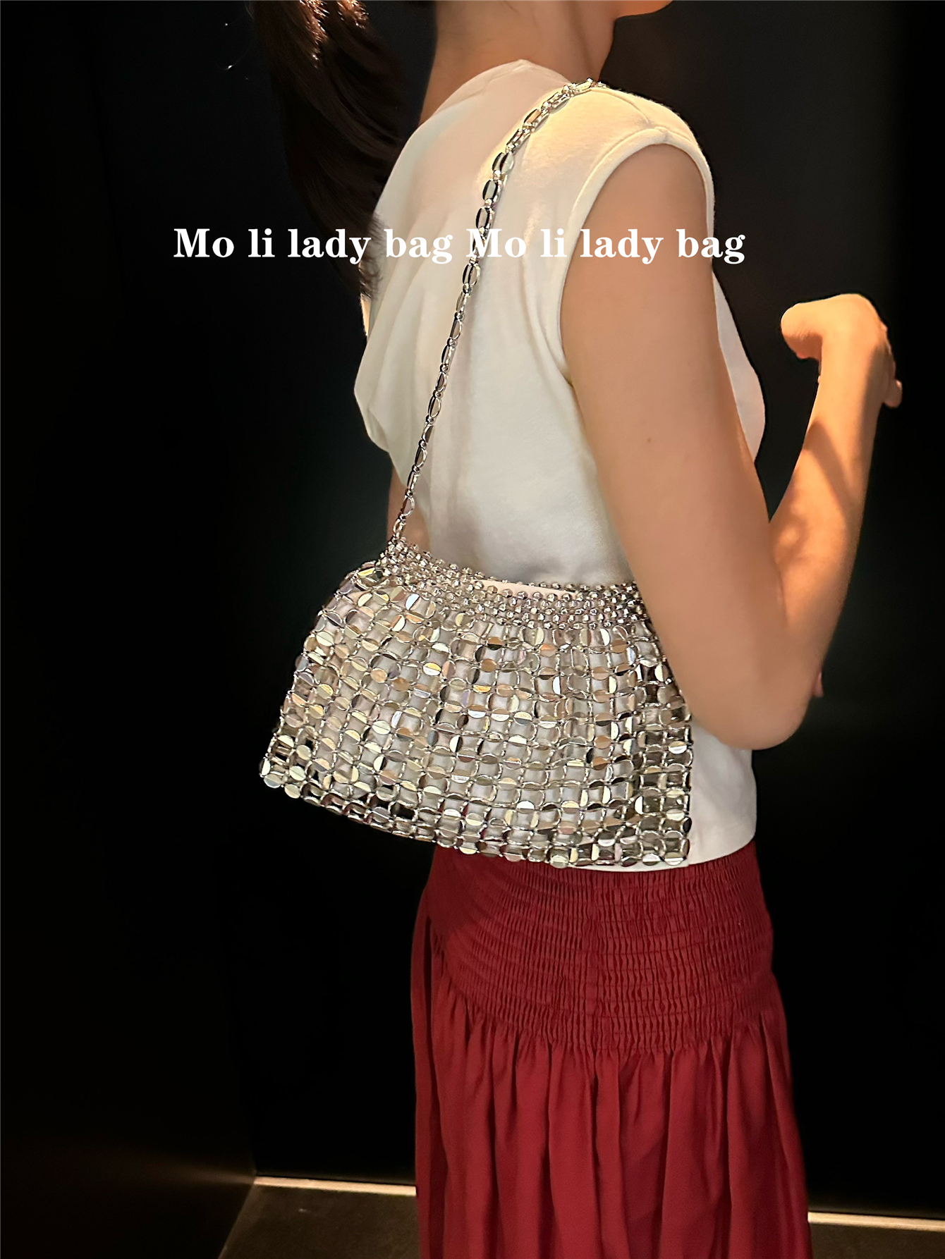Luxury Bags For Young Women - Silver Sequin Hollow out Handbag Luxury