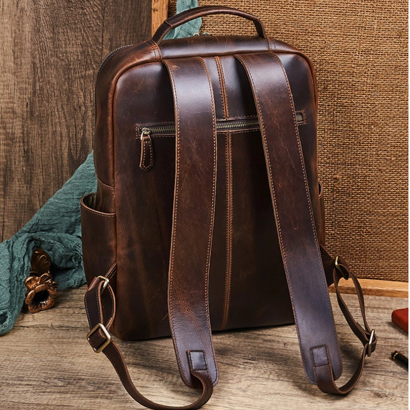 Men's Top Grain Waxed Leather  – Genuine Leather Backpack Bewertung und Preis
