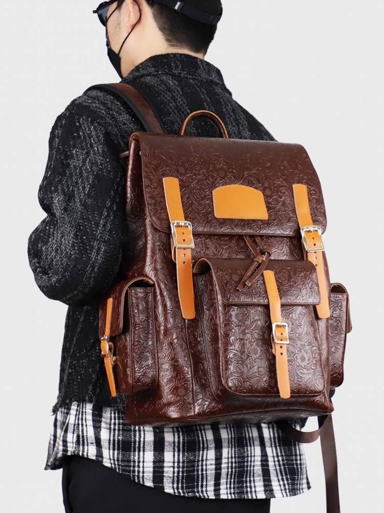 Vintage Mens Floral Wing Tip C – Genuine Leather Backpack Bewertung und Preis