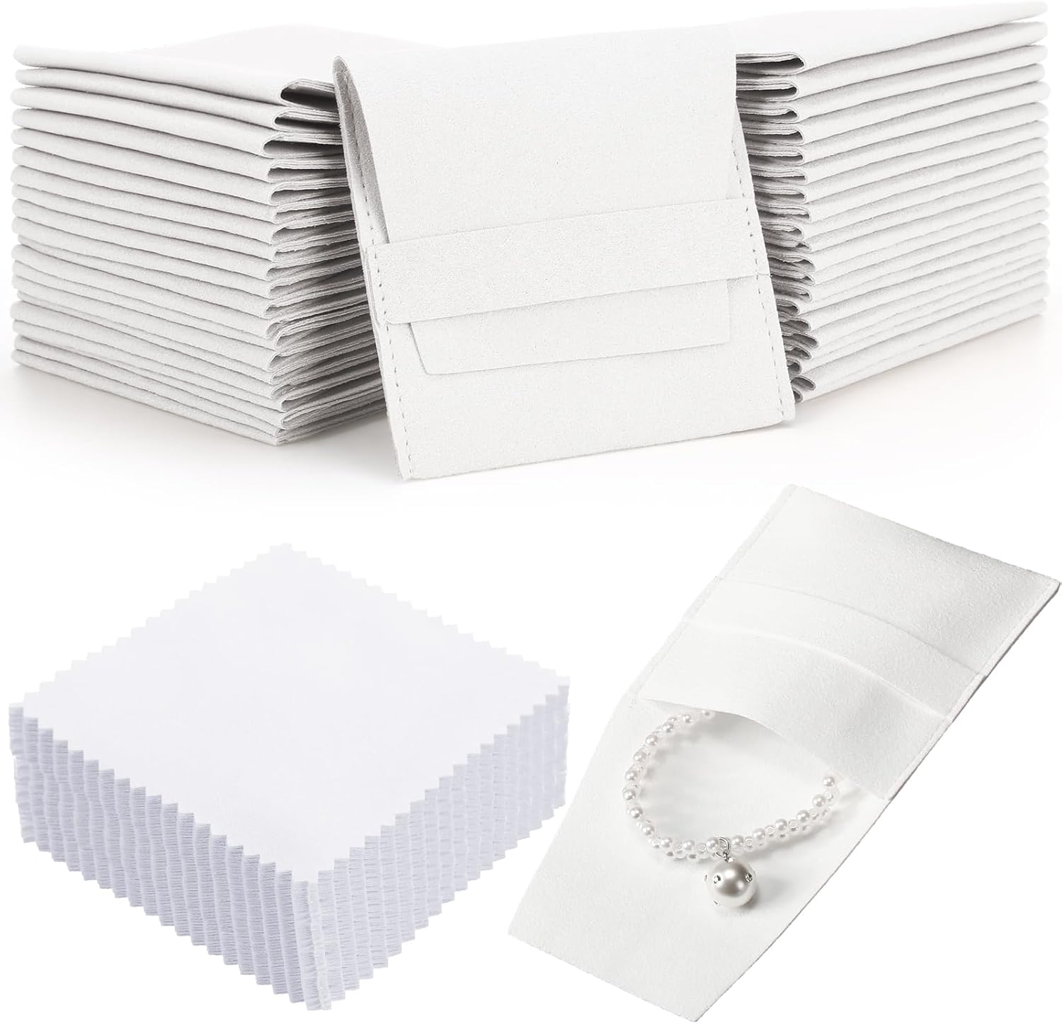 40 Pcs Microfiber Jewelry Pouc – Luxury Bags White Bewertung und Preis