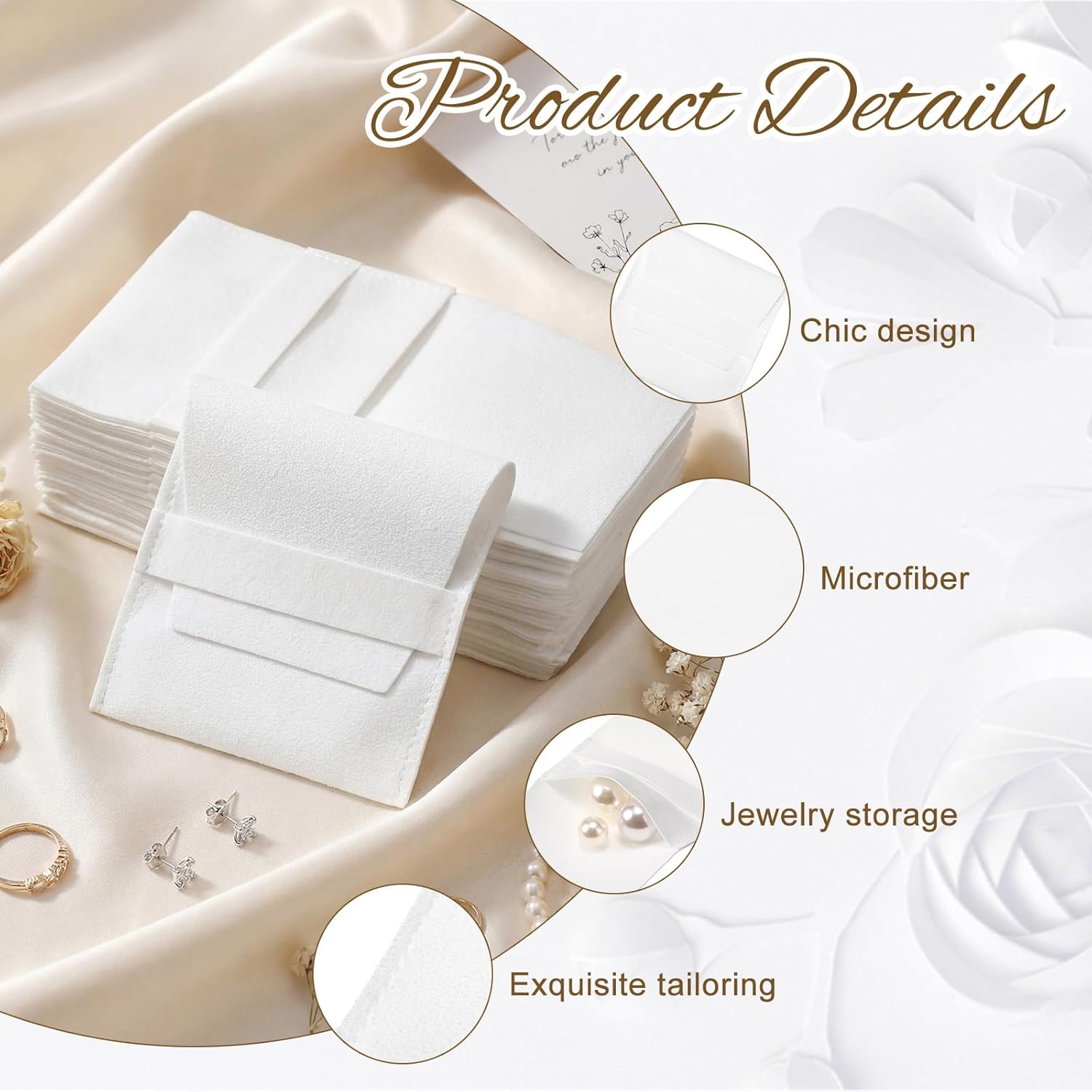 40 Pcs Microfiber Jewelry Pouc – Luxury Bags White Bewertung und Preis