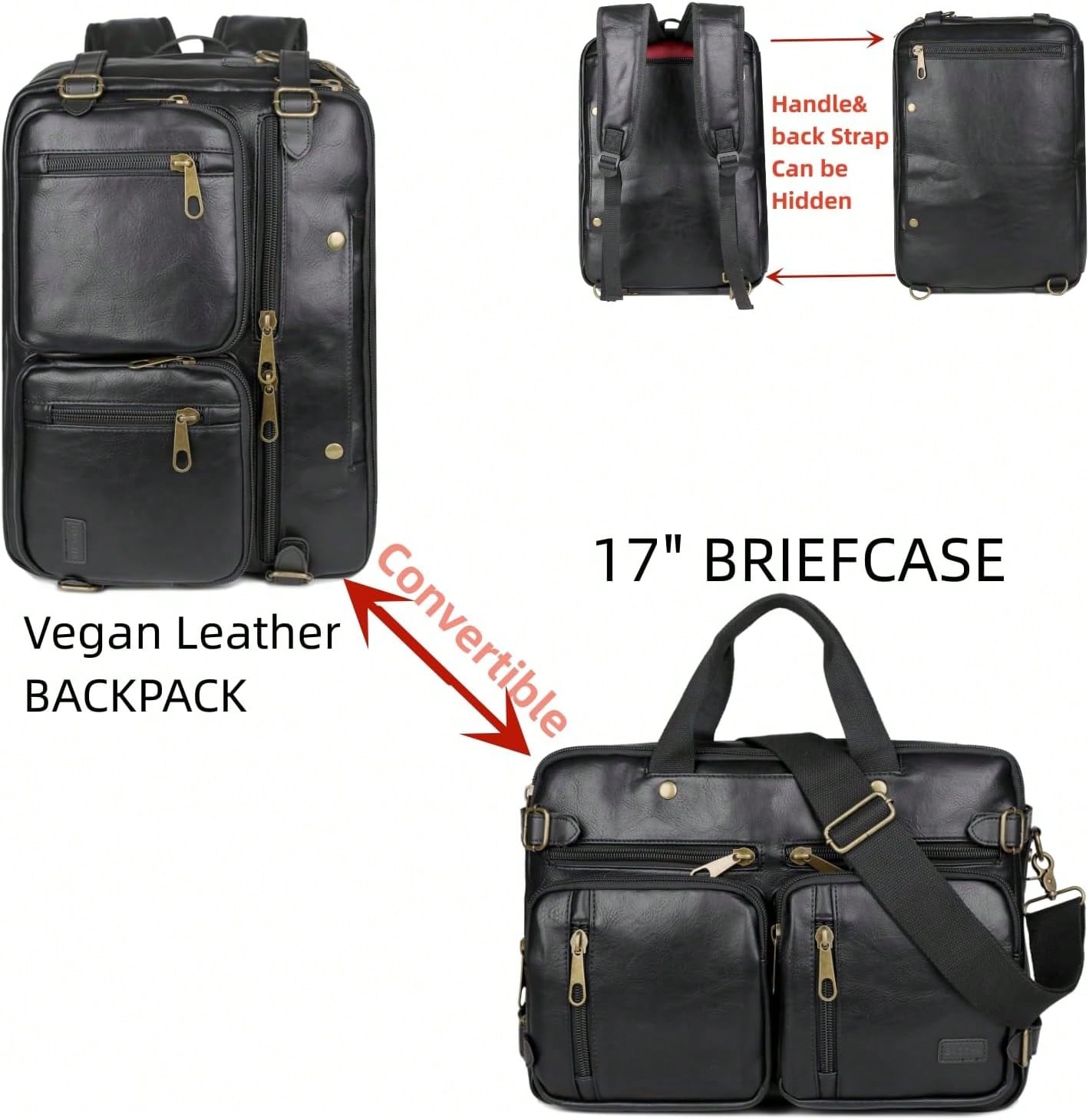 Men Vegan Leather 17 Inch Hybr – Genuine Leather Backpack Bewertung und Preis